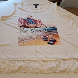 White beach themed tank